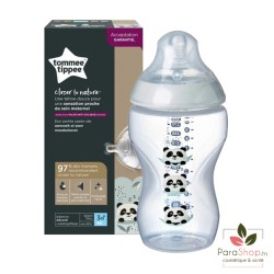 TOMMEE TIPPEE CLOSER TO NATURE BIBERON 340ML - Panda Gris TOMMEE TIPPEE CLOSER TO NATURE BIBERON 340ML - Panda Gris