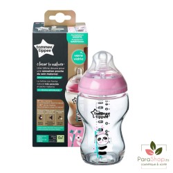 TOMMEE TIPPEE CLOSER TO NATURE BIBERON VERRE 250ML - Panda Rose TOMMEE TIPPEE CLOSER TO NATURE BIBERON VERRE 250ML - Panda Rose
