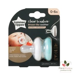 TOMMEE TIPPEE CLOSER TO NATURE BREAST LIKE SUCETTE 0-6M X2 TOMMEE TIPPEE CLOSER TO NATURE BREAST LIKE SUCETTE 0-6M X2