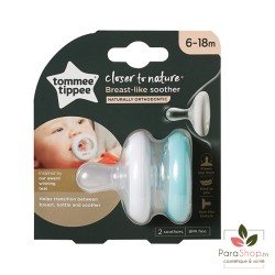 TOMMEE TIPPEE CLOSER TO NATURE BREAST LIKE SUCETTE 6-18M X2 TOMMEE TIPPEE CLOSER TO NATURE BREAST LIKE SUCETTE 6-18M X2